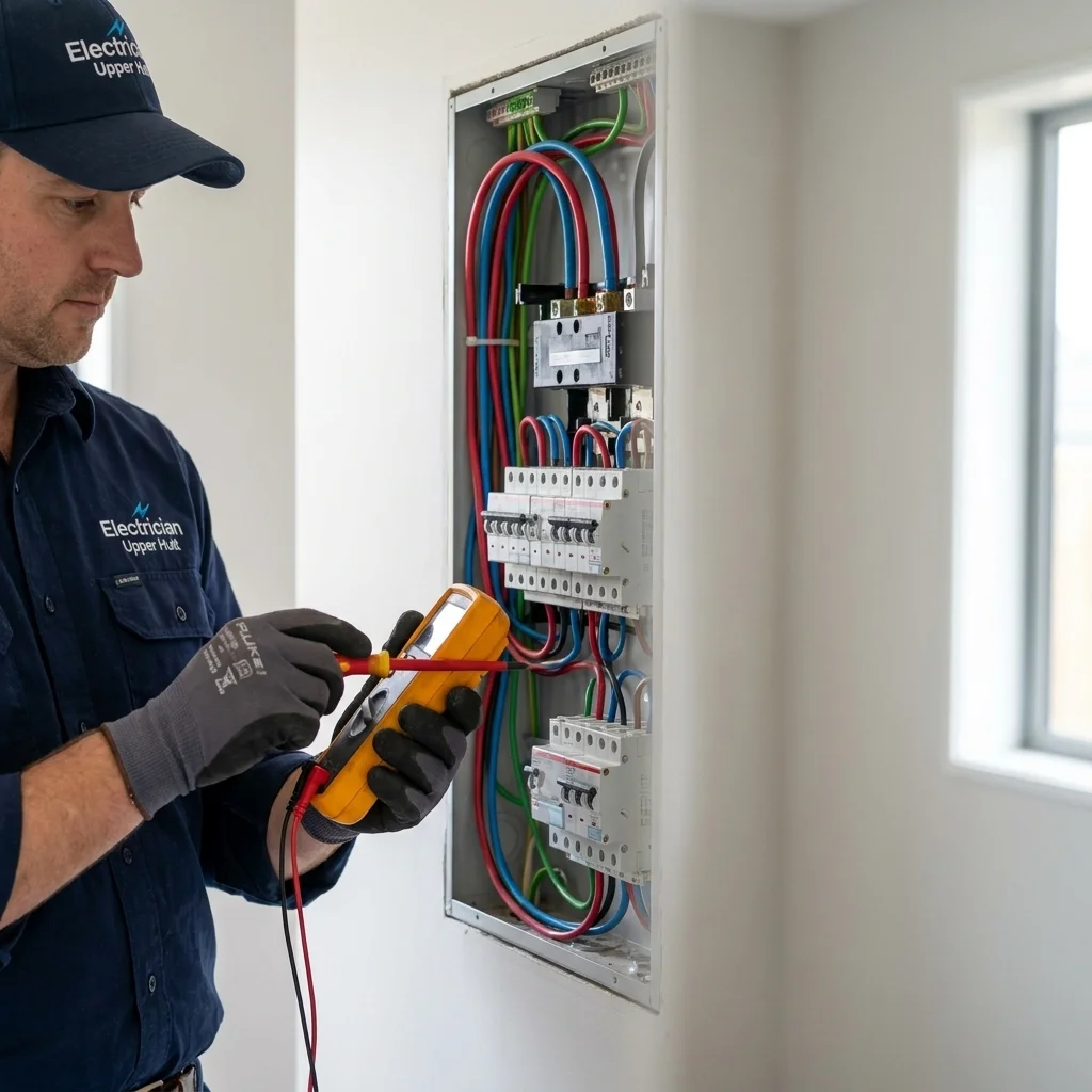 Expert electrician Upper Hutt performing professional electrical panel upgrades and safety testing.