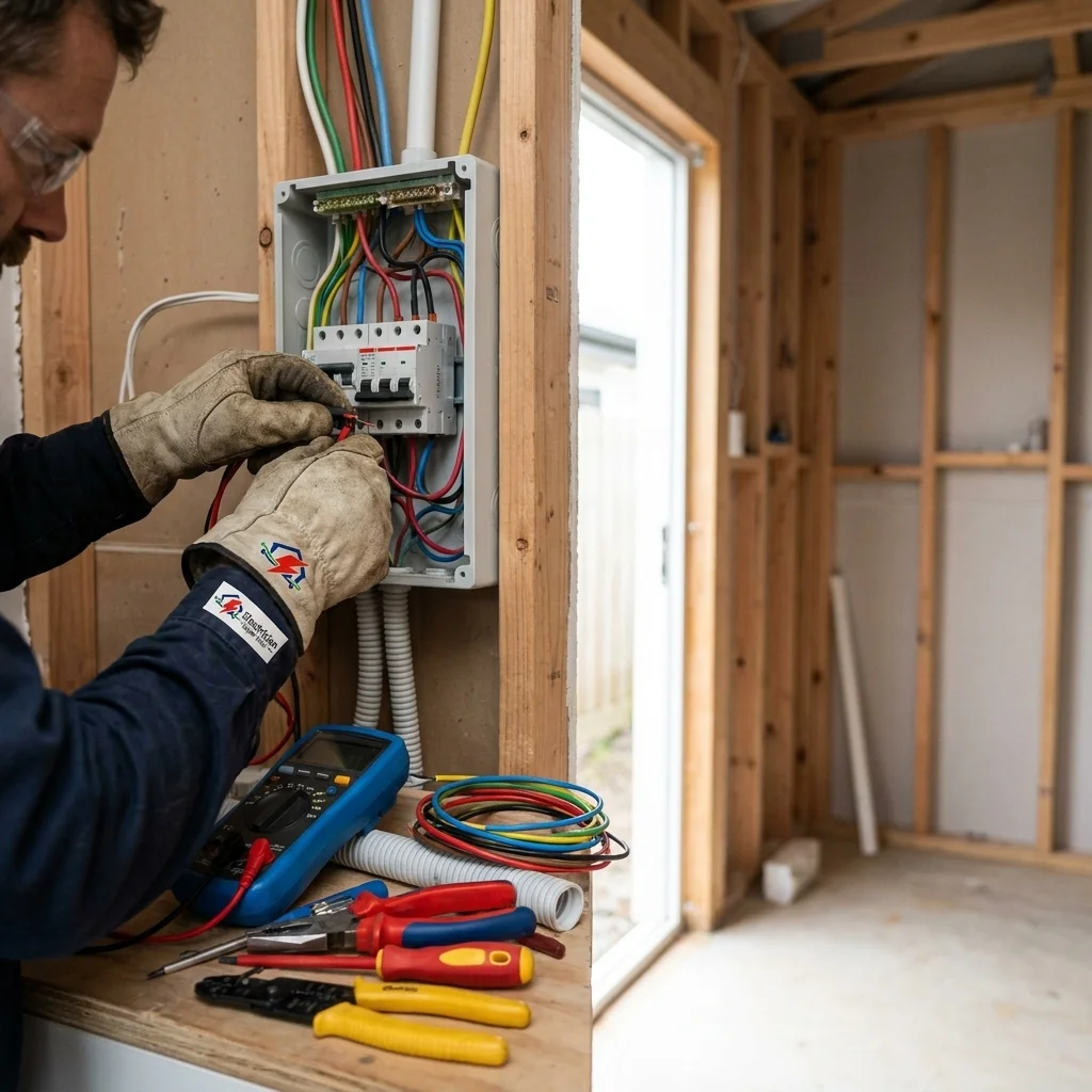 Expert electrician Upper Hutt handling professional switch installation and wiring in a new build.